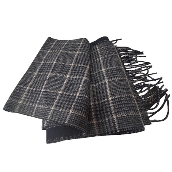 Stewart of Scotland Merino Wool Scarf Plaid Stripe Fringe Reversible Long UNISEX - Picture 3 of 9